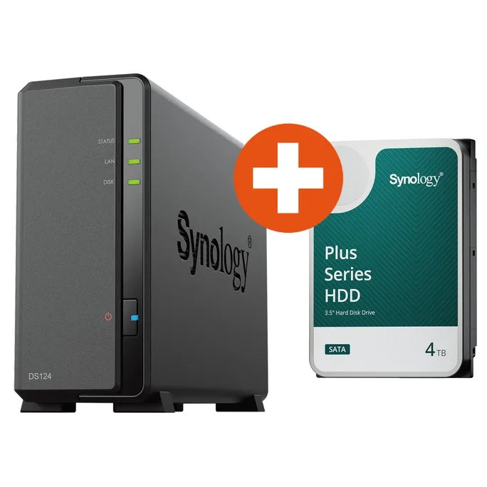 Hard Drive 4tb 1x Synology NAS 1-Bay DiskStation DS124 & Synology