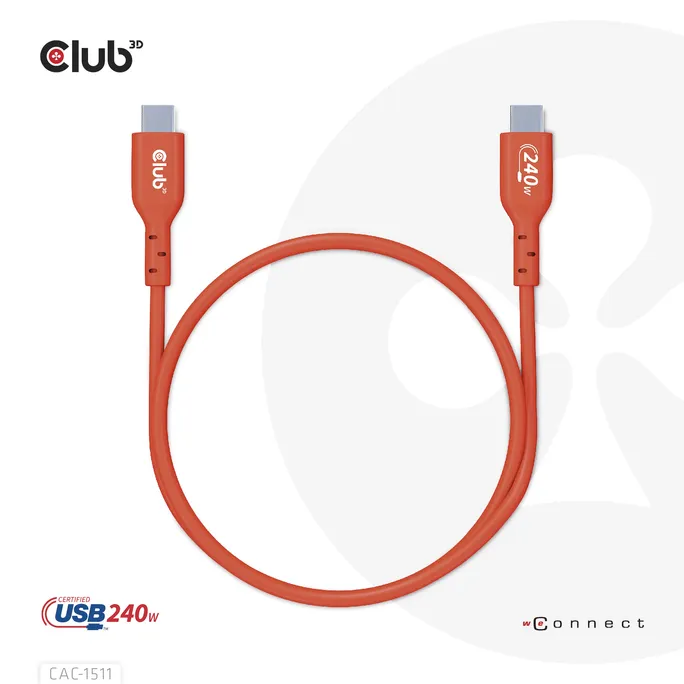 Club 3D USB 2.0 Typ-C Kabel Bidirektional USB-IF 480Mb PD 240W St./St. 4m orange