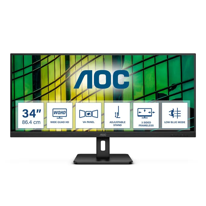 AOC U34E2M 86,4cm (34") UWQHD VA Office Monitor 21:9 HDMI/DP 100Hz 4ms Sync