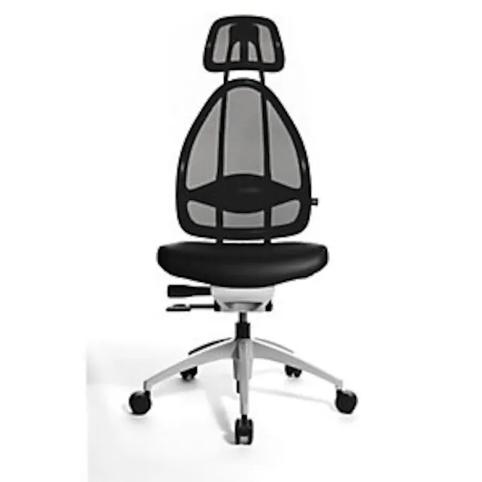 Topstar Design-Bürodrehstuhl mit Kopfstütze und Netzrücken, Höhe 830mm, schwarz