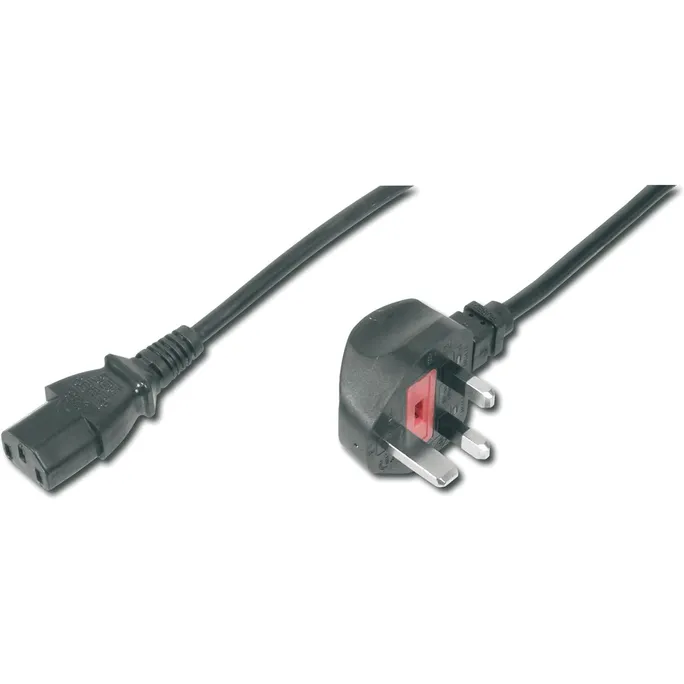 DIGITUS Netzanschlusskabel, UK Stecker, 90ø gewinkel - C13 St/Bu, 1.8m