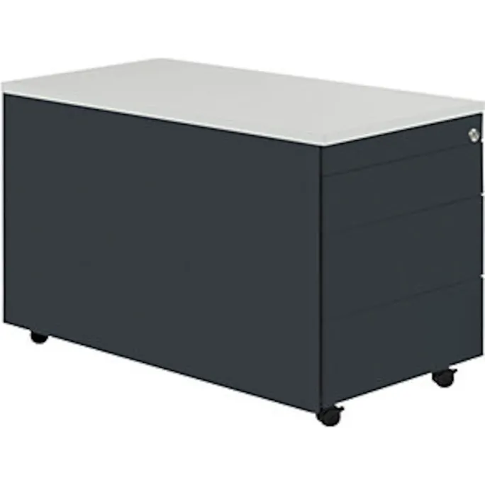 Schüberollcontainer, 529x800mm, Kunststoffpl., 3 Schübe, anthrazit/lichtgrau