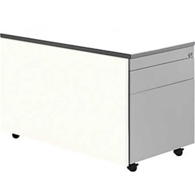 Schubladencontainer m. Rollen, 529x800, 1 Materialschub, 1 Hängereg, weiß/alu