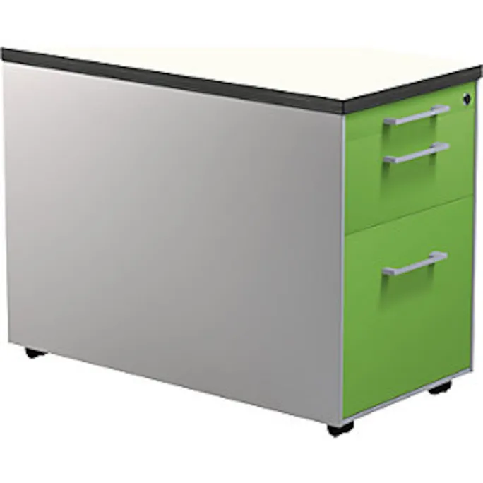 Schubladencontainer auf Rollen, 579x800mm, 1 Materialschub, alu/gelbgrün/weiß
