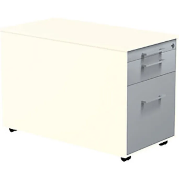 Schubladencontainer m.Rollen, 520x800mm, 1 Materialschub, reinweiß/alusilber