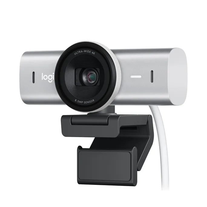 Logitech MX Brio Ultra Hellgrau/Silber, 4K/UHD (3840 x 2160) Webcam, Streaming, Office, KI-Optimierung, unterstützt Logi Options+
