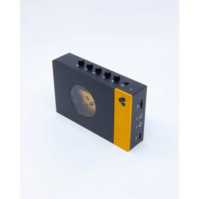 WeAreRewind Amy Tragbarer Kassettenspieler mit Bluetooth, Black Yellow