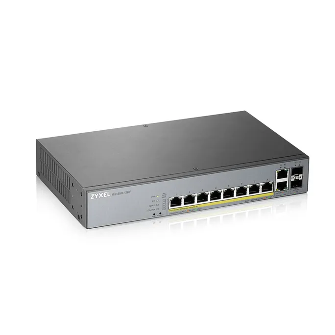 ZyXEL GS1350-12HP Gigabit Smart Switch, 10x RJ-45, 2x SFP, PoLRE/PoE+