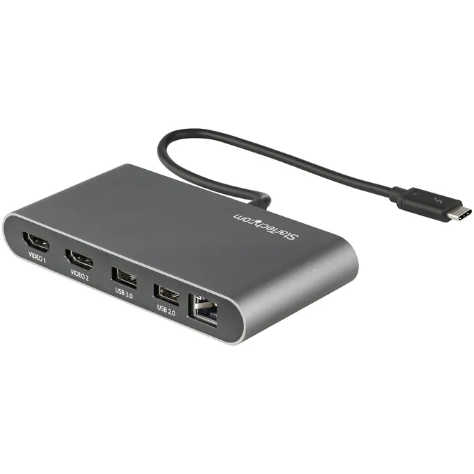 StarTech.com Dual-Monitor Thunderbolt Mini-Dock, 4K 60Hz HDMI, Gigabit-Ethernet, 1x USB 5Gbps, 1x USB 2.0
