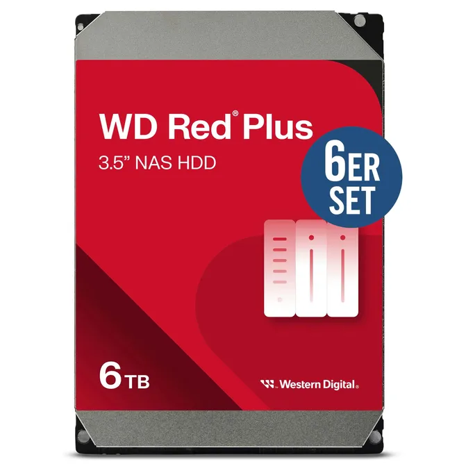 WD Red Plus 6er Set WD60EFPX - 6 TB 5400 rpm 256 MB 3,5 Zoll SATA 6 Gbit/s CMR