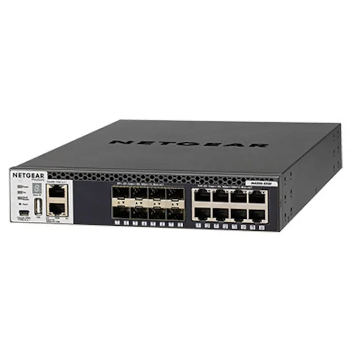 NETGEAR XSM4316S M4300-8X8F Stackable mgd.Switch mit 16x10G including 8x10GBASE-T und 8xSFP+ Layer 3 (XSM4316S), SDN-ready Open Flow 1.3, geräuscharm, halbe Baubreite