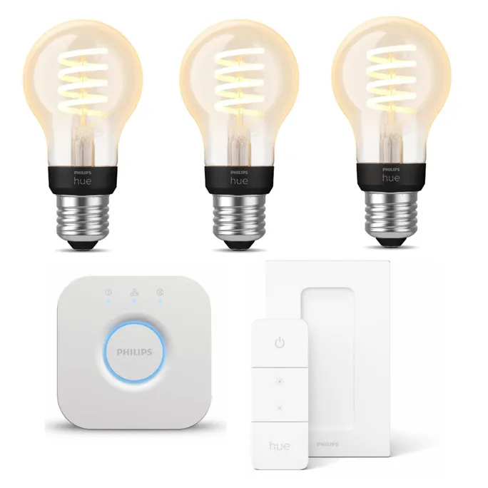 Philips Hue White Ambiance E27 3er Pack + Dimmschalter + Bridge V2