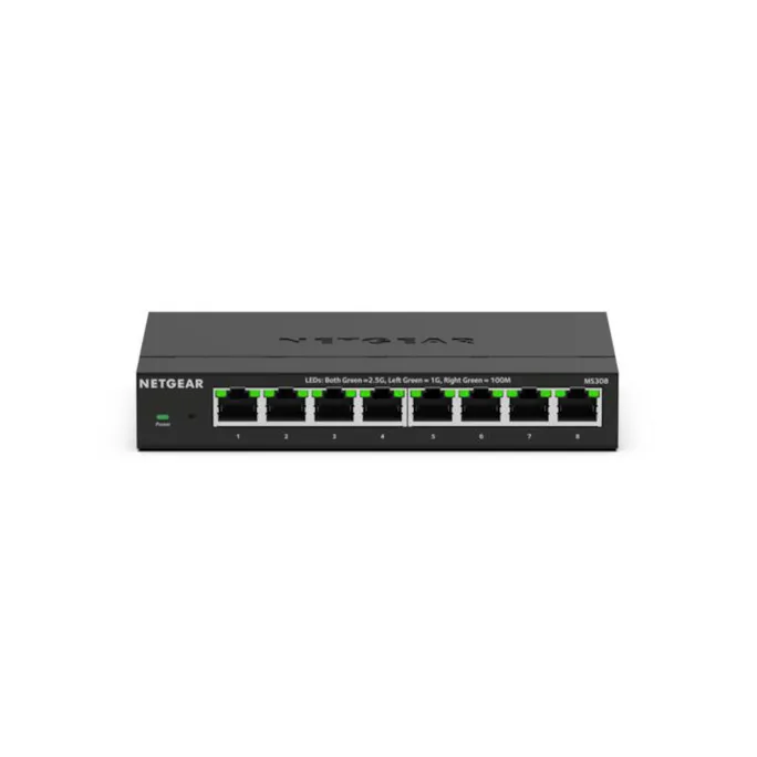 NETGEAR 8-Port 2,5 GB-Switch – Multi-Gigabit Ethernet Unmanaged Essentials Switch (MS308): Mit 8 x 1G/2,5G, Desktop- oder Wandbefestigung