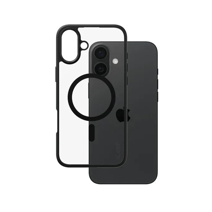 CARE by PanzerGlass® Flagship Case Transparent Urban Combat m. Schwarz Rahmen & MagSafe iPhone 16 Plus
