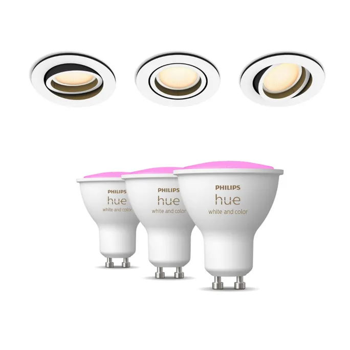 Philips Hue White Ambiance Milliskin Einbauspot weiß • 3er Pack + GU10 3er Pack