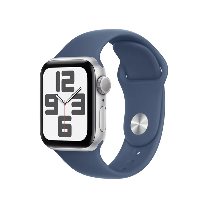 Apple Watch SE GPS 40mm Alu Silber Sportarmband Denim - S/M
