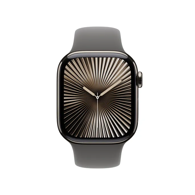Apple Watch Series 10 LTE 42mm Natural Titangehäuse mit Stone Grey Sportarmband - M/L