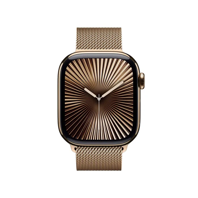 Apple Watch Series 10 LTE 42mm Gold Titangehäuse mit Gold Milanese Loop