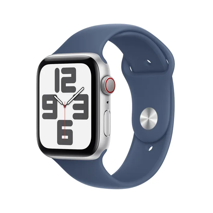 Apple Watch SE GPS + Cellular 44mm Alu Silber Sportarmband Denim - M/L