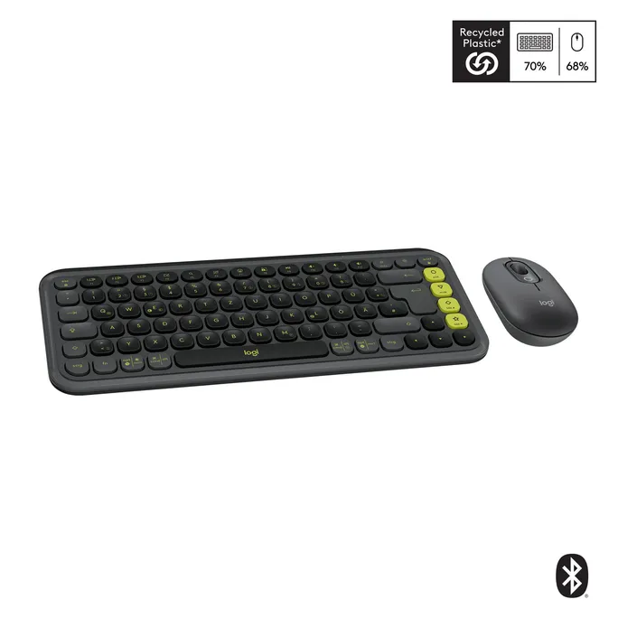 Logitech POP Icon Combo Grafit - Bluetooth®-Tastatur-Maus-Set, Multi-Device, 15 anpassbare Tasten mit der Logi Options+ App