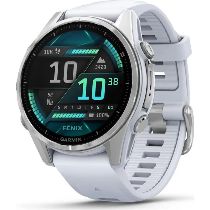 Garmin Fenix 8 - 43 mm AMOLED Steinweiss/Silber
