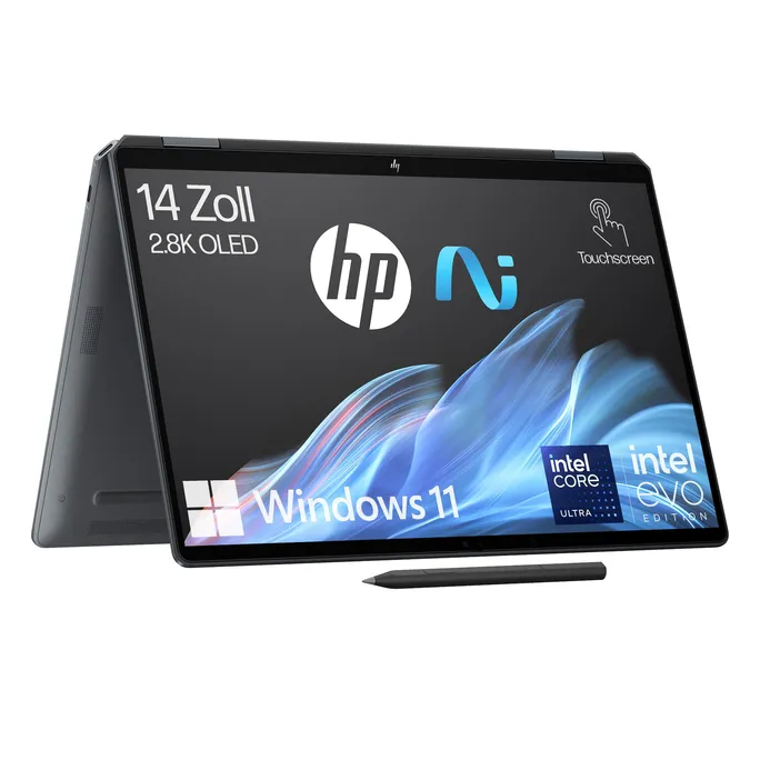 HP OmniBook Ultra Flip 14" 2,8k OLED Touch Core Ultra 7 256V 16GB/1TB SSD Windows 11 Home - 14-fh0075ng inkl. HDMI Adapter & Pen Copilot+PC