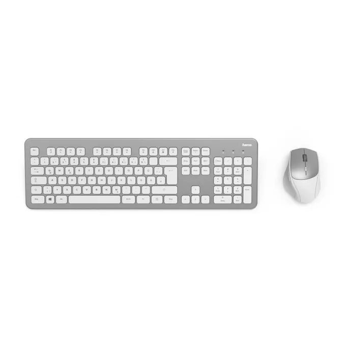 Hama 00182676 Funktastatur-/Maus-Set "KMW-700", Silber/Weiß, QWERTZ DE