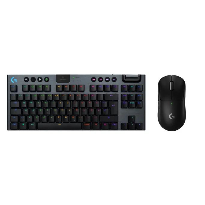 Logitech G915 X LIGHTSPEED TKL, Clicky-Switches, Schwarz + Pro X Superlight 2 Maus - Kabellose Gaming Combo