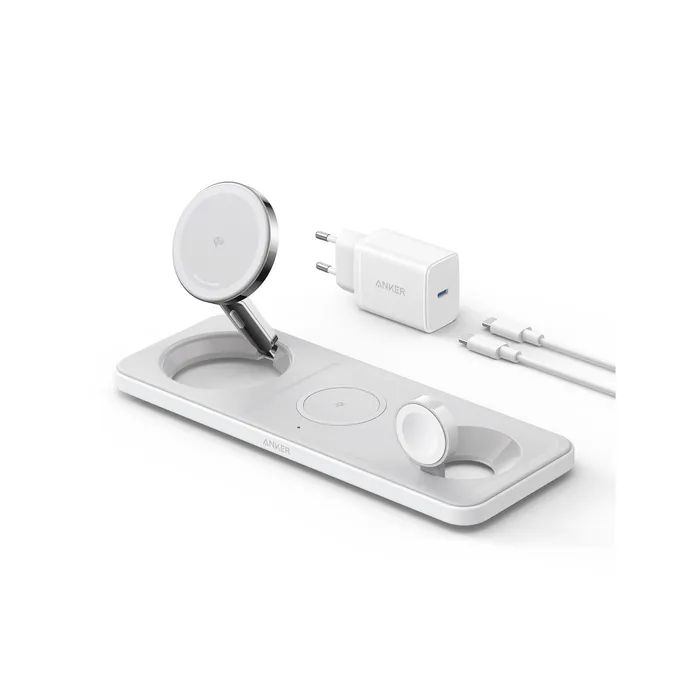 Anker MagGo Magnetic Wireless Ladegerät 15W 3-in-1 Pad weiß