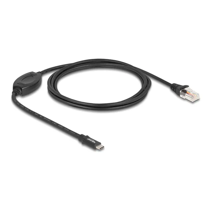 Delock Kabel USB 2.0 Type-C Stecker zu 1 x Seriell RS-232 RJ45 Stecker 1,8 m schwarz