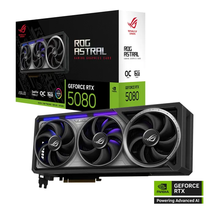 ASUS ROG ASTRAL RTX 5080 O16G-GAMING Grafikkarte 16GB GDDR7, 2xHDMI, 3xDP