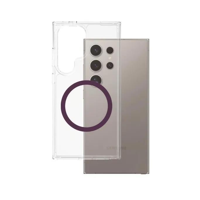 CARE by PanzerGlass® Flagship Case Clear w. Plum Purple QI Galaxy Ultra