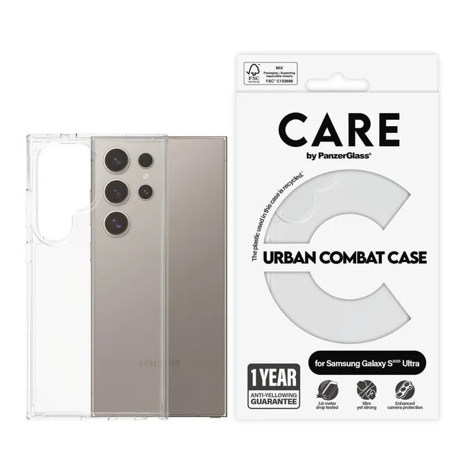 CARE by PanzerGlass® Flagship Case Clear w. Clear Frame Galaxy S25 Ultra