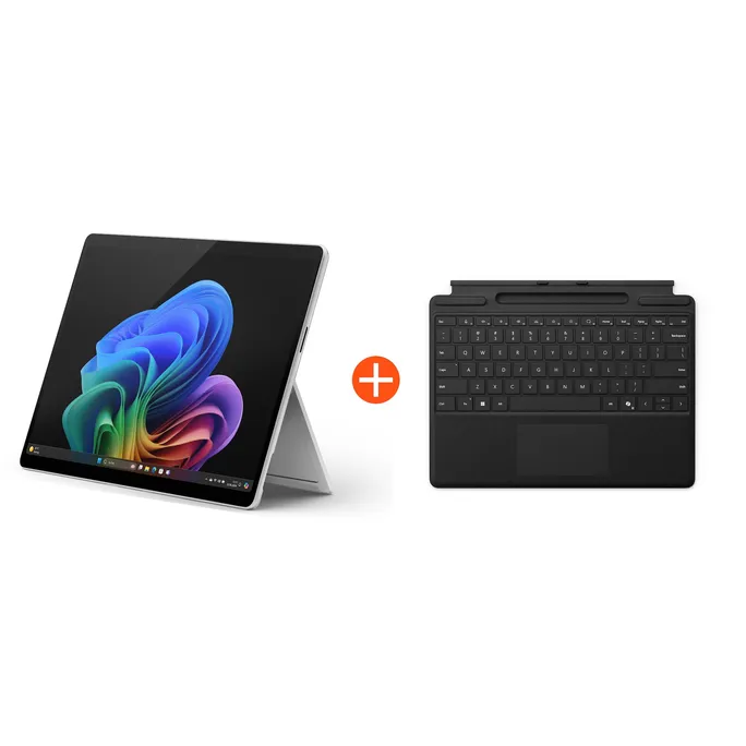 Microsoft Surface Pro (11. Edition) Copilot+ PC 13" 2in1 Platin Snapdragon® X Plus 16GB/512GB SSD Win11 EP2-08345 Ohne Netzteil inkl. MS Surface Pro Keyboard mit Stiftaufbewahrung schwarz