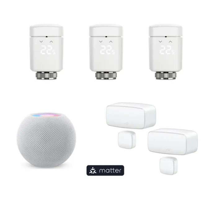 Eve Thermo (Matter)  - 3x Smartes Heizkörperthermostat + HomePod mini+ 2er Eve Door & Window (Matter)