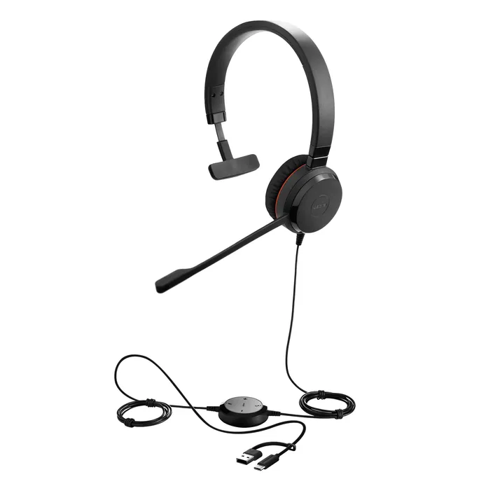 Jabra Evolve 30 II Mono Headset Schwarz - USB-C/A, UC-Version, Mikrofon mit Geräuschunterdrückung