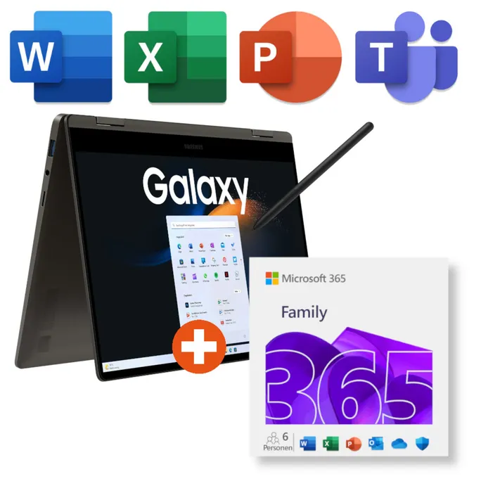 SAMSUNG Galaxy Book3 360 13,3" FHD i7-1360P 16GB/512B SSD Win11 NP730QFG-KA3DE (inkl. Microsoft 365 Family)