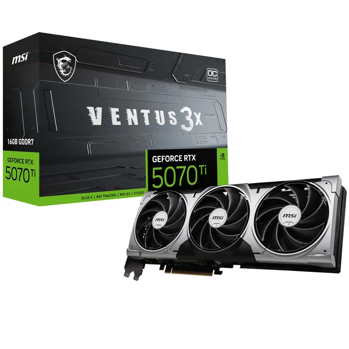 MSI GeForce RTX 5070 Ti 16G VENTUS 3X OC 16GB GDDR7 Grafikkarte, 1x HDMI, 3x DP