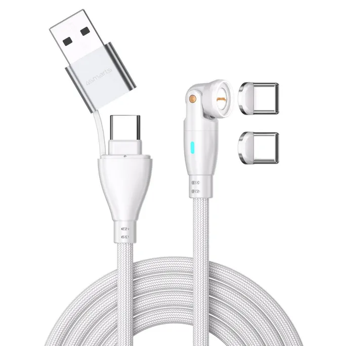 4smarts USB-C/A 540° Magnetkabel GravityCord 100W 1,8m weiß