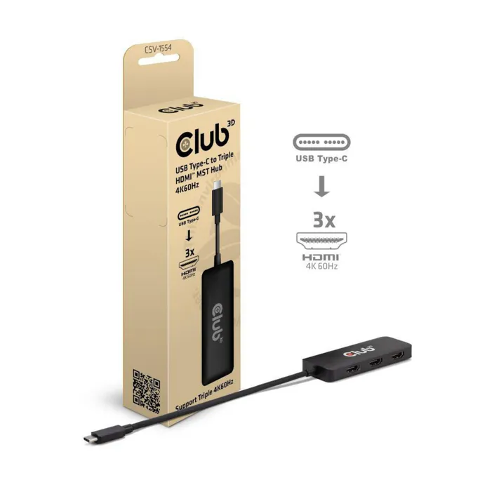 Club 3D USB Typ-C MST Hub auf Triple HDMI 4K60Hz