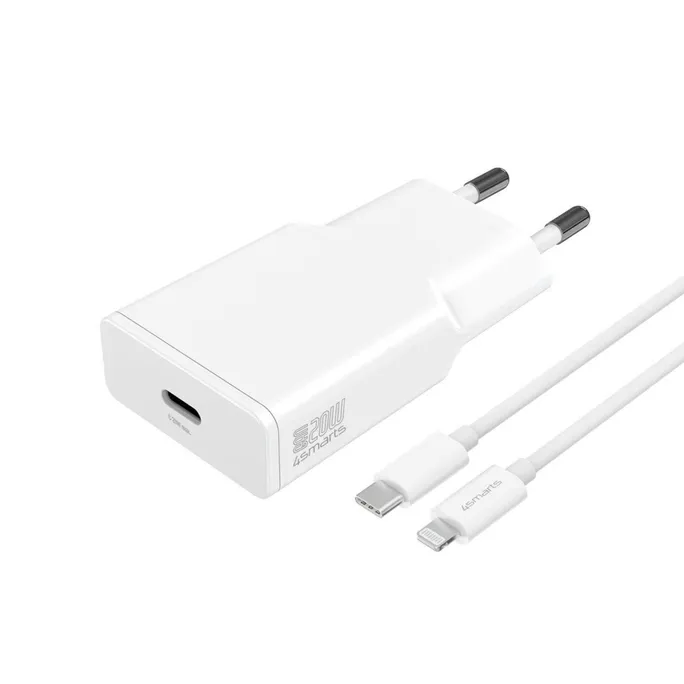 4smarts Netzladegerät PDPlug Slim 20W GaN 1C weiß 1,5m USB/Lightning