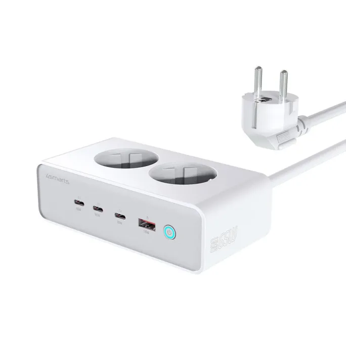 4smarts Desk Charger GaN 65W mit AC-Steckdosen, weiß