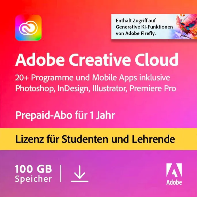 Adobe Creative Cloud All Apps | Studenten & Lehrer | Download & Produktschlüssel Adobe Creative Cloud All Apps | Download & Produktschlüssel | inkl. Norton-Virenschutz