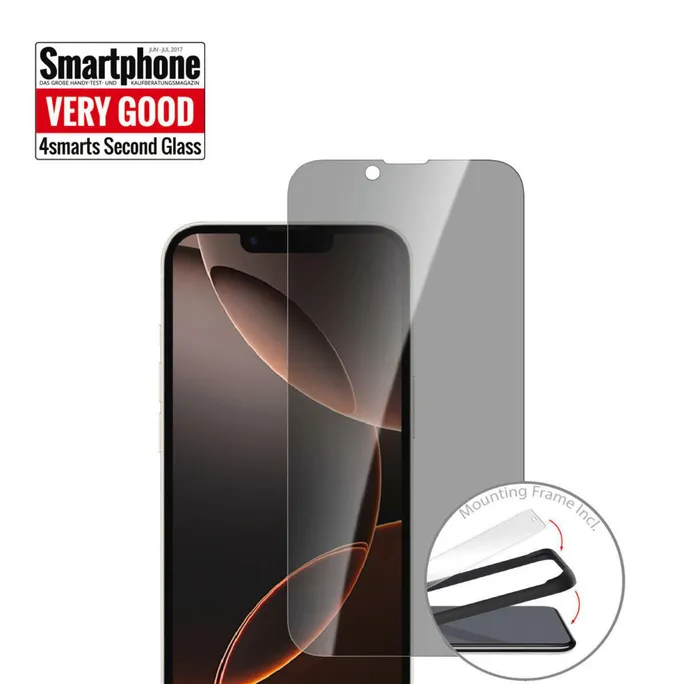 4smarts Second Glass Privacy mit Montagerahmen iPhone 16e