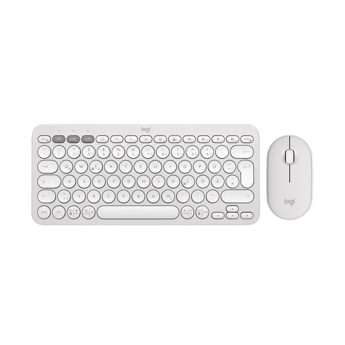 Logitech Pebble 2 Combo Weiß - Schlanke Multi-Device Bluetooth®-Tastatur und -Maus mit anpassbaren Tasten