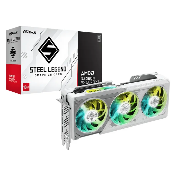 ASROCK Radeon RX 9070 XT Steel Legend Grafikkarte 16GB GDDR6 1x HDMI 3x DP