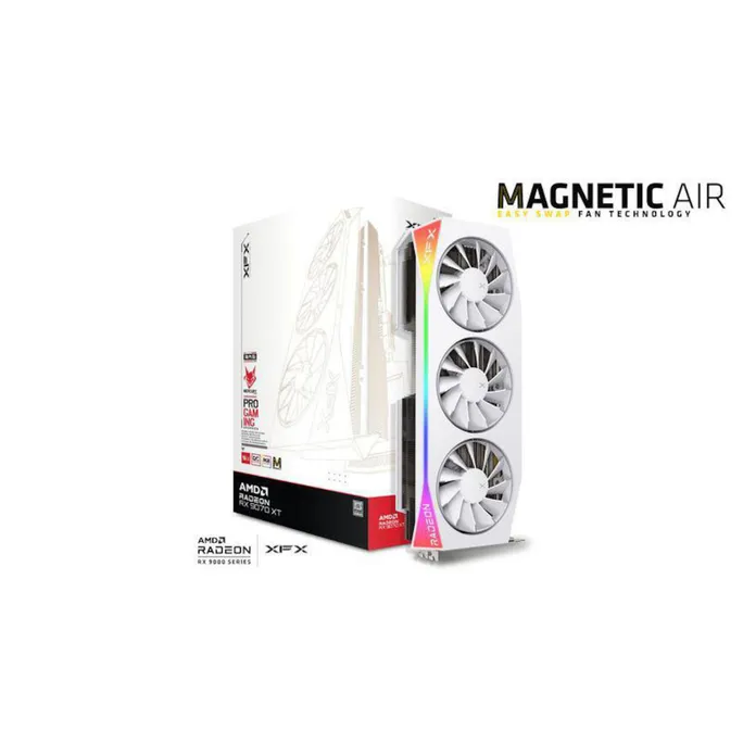 XFX Mercury Magnetic Air RGB Gaming RX 9070 XT OC White Grafikkarte 16GB GDDR6 DP/HDMI