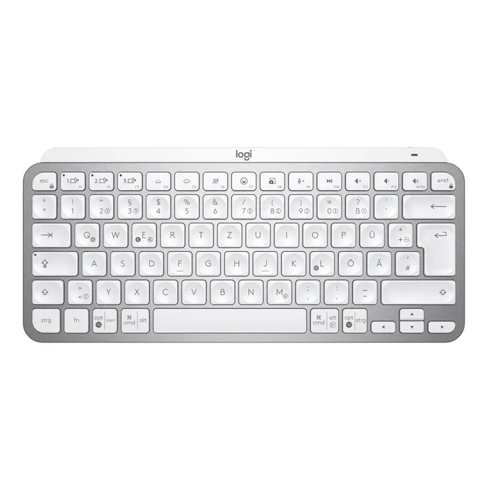 Logitech MX Keys Mini Pale Grey - Kabellose Kompakte Performance Tastatur, Unterstützt Logi Options+