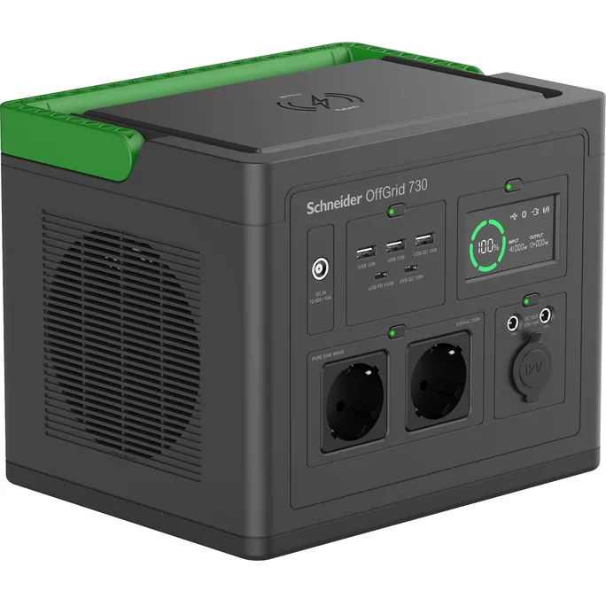 Schneider Electric OffGrid 700 Portable Power Station - 700-1400W Nennleistung, 738Wh, 2x AC, 3x USB-A, 2x USB-C, 6,35kg