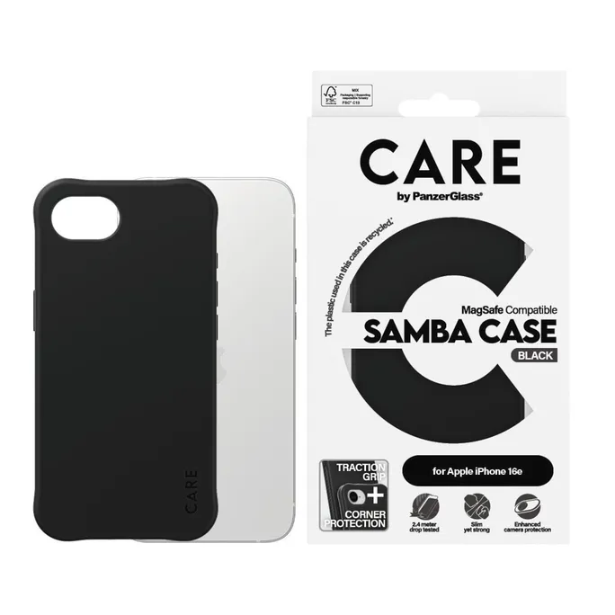 CARE by PanzerGlass® Case Fashionable Samba w. MagSafe, black iPhone 17e/ 16e